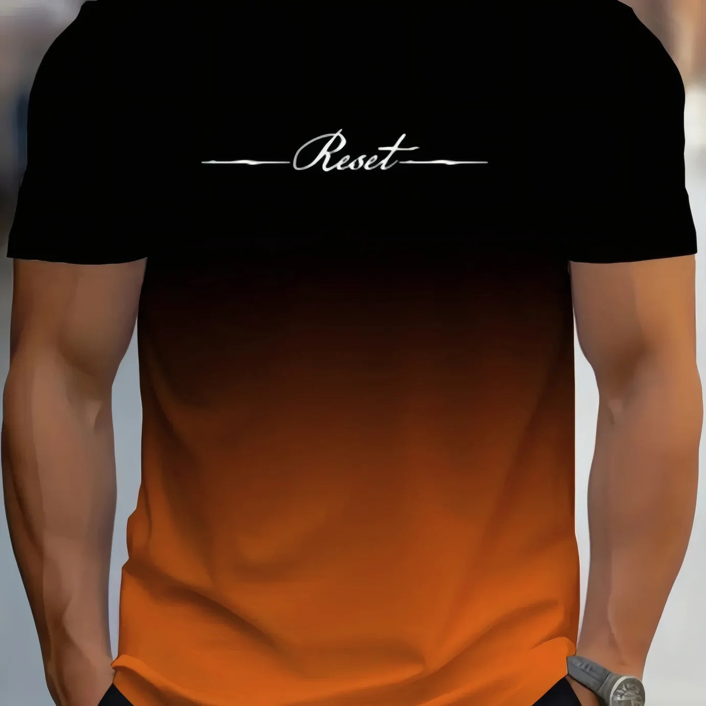 Alphabet Print Gradient Crew Neck Short Sleeve T-shirt For Men, Casual Summer T-Shirt For Daily Wear And Vacation Resorts