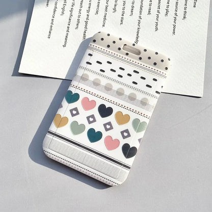 Student Identity Badge Card Cover with Neck Strap Bag Geometric Women Men Work Badge Bus Credit Card ID Holder Bags with Lanyard