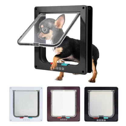 Cat Flap Door Magnetic Pet Door with 4 Way Security Lock for Cats Controllable ABS Plastic Small Puppy Gate Kitten Safety in&out