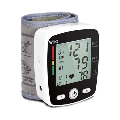 Digital Blood Pressure Monitor Wrist Tensiometer Electronic Sphygmomanometer  Tonometer with LCD, 2 X 90 Memory Rechargeable