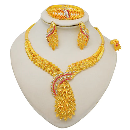 2023 Fine Jewelry Sets For Women Dubai Bridal Wedding Gifts Necklace Bracelet Earrings Ring Jewellery Set African Bead jewelry