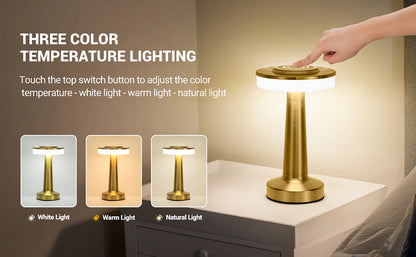 LED Table Lamp Touch Sensor Rechargeable Desktop Night Light Wireless Reading Lamp for Restaurant Hotel Bar Bedroom Decor Light