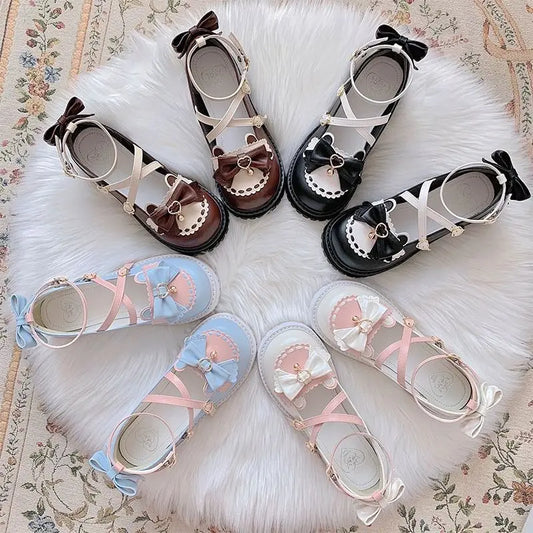 2025 New Autumn Lolita Shoes Bow Cute Soft Girl Wild College Style JK Uniform Round Head Small Leather Shoes Kawaii Shoes