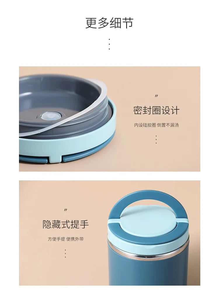 630ml Snoopys Food Thermal Jar Insulated Soup Cup Stainless Steel Vacuum Lunch Box with Handle Portable Sealed Bento Boxes Gift