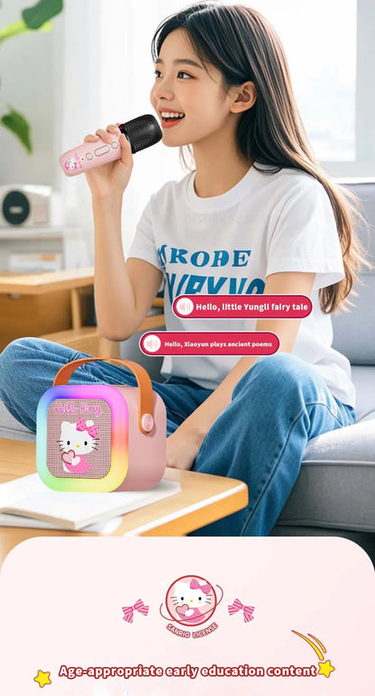Sanrio Bluetooth Speakers ML07 Karaoke Machine Portable Speakers Bluetooth with Mic LED Light Machine Home Family Singing Gift