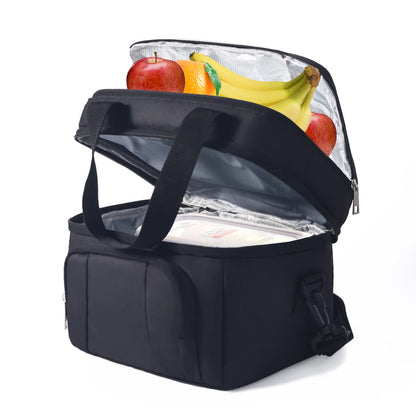 Double Insulated Lunch Bag Layer Portable Thermal Lunch Box Waterproof Picnic Heat Insulating Bag with Adjustable Strap