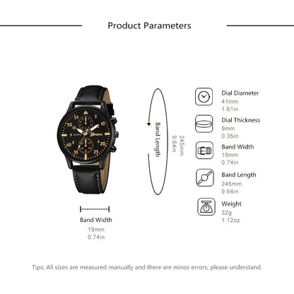 4/2/1pcs Men Sports Watches Set Man Business Quartz Wristwatch Luxury Brown Leather Bracelet Men Casual Clock Watch（NO Box）