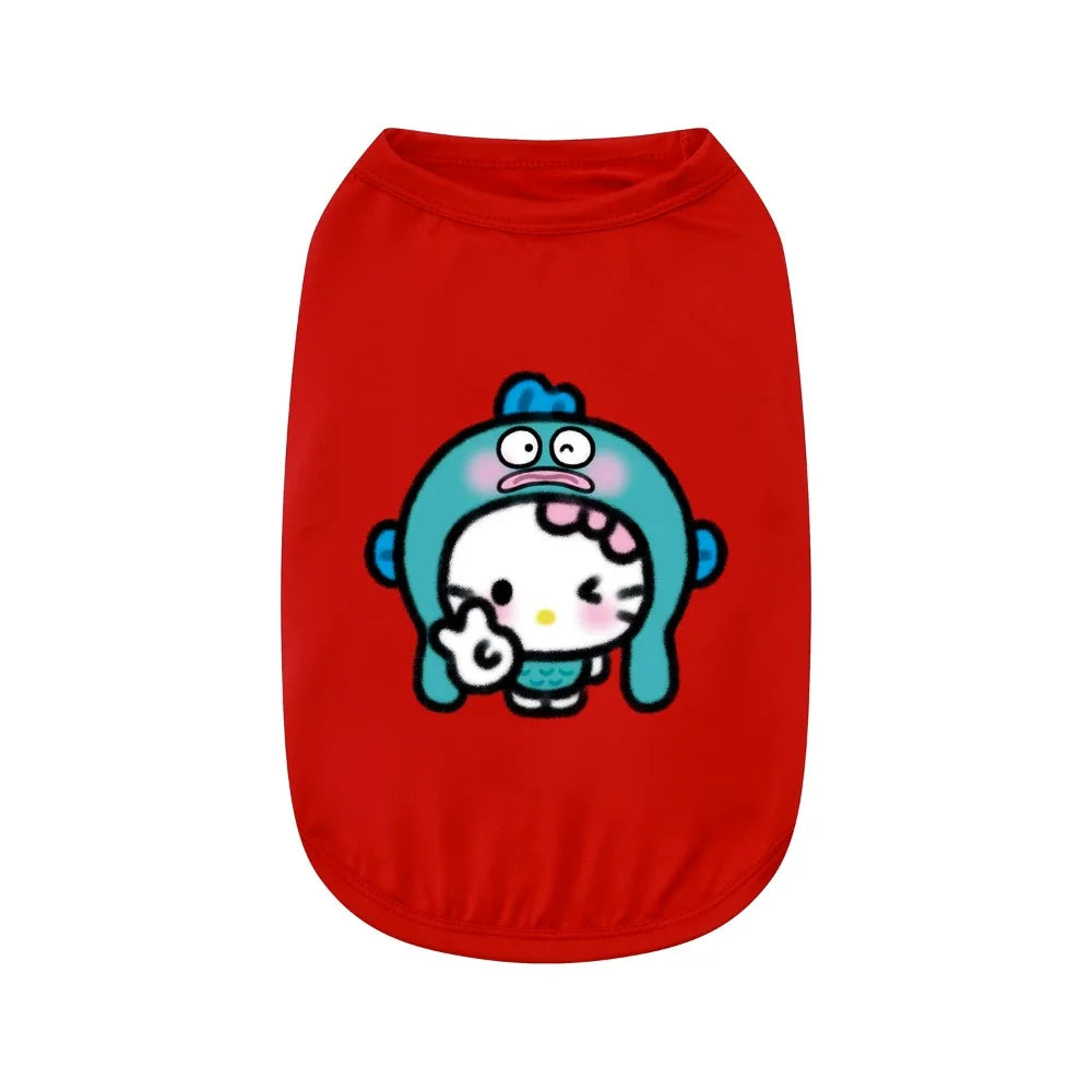 Printed pet vest made of fiber material for indoor and outdoor leisure, entertainment, cat and dog clothing