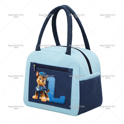 Cute PAW Patrol Thermal Bag Food Storage Container Letter A-Z Student Lunchbox Cartoon Fashion Handbags Bento Durable Bags Gifts