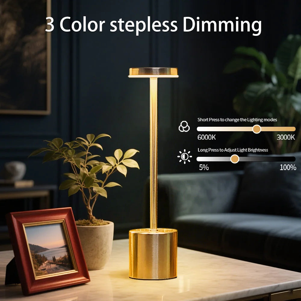 Creative Ambient Table Lamp USB Rechargeable Night Light Stepless Dimming Touch Desk Lamp 3 Colors Bedside Lamp Hotel Bar Decor