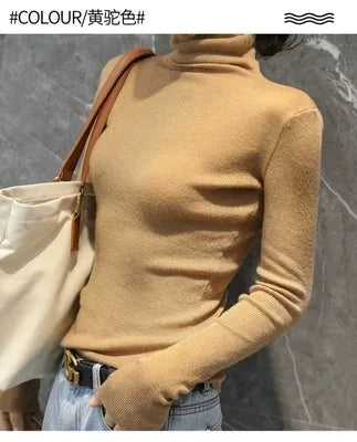 2023 New autumn/winter cashmere sweater women's turtleneck pullover ultra-thin pile neck sweater wool knit