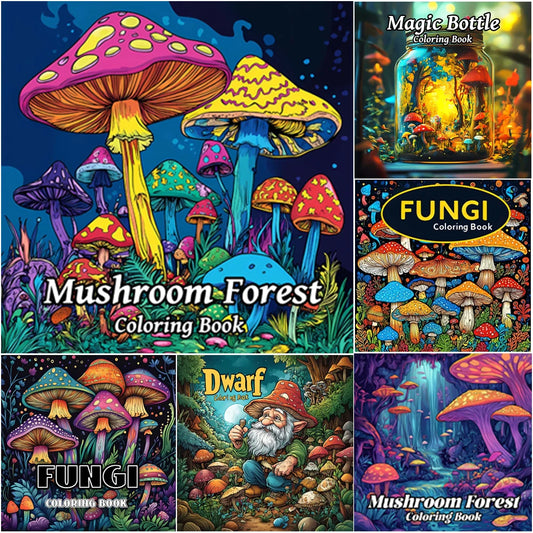 1pc Art Coloring Book 24Page Coloring Book Gift For Birthday Relieve Stress Kill Time Graffiti Painting Drawing Mushrooms Forest