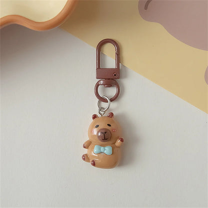 Cartoon Mini Capybara Keychains Women Men Backpack Charms Pendants Accessories Animal Bag Keyring Couple Friend Jewelry Gift