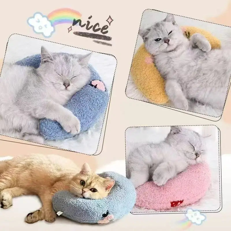 Pet pillow dog cat sleeping moon pillow small dog plush pillow sleeping pad pet supplies