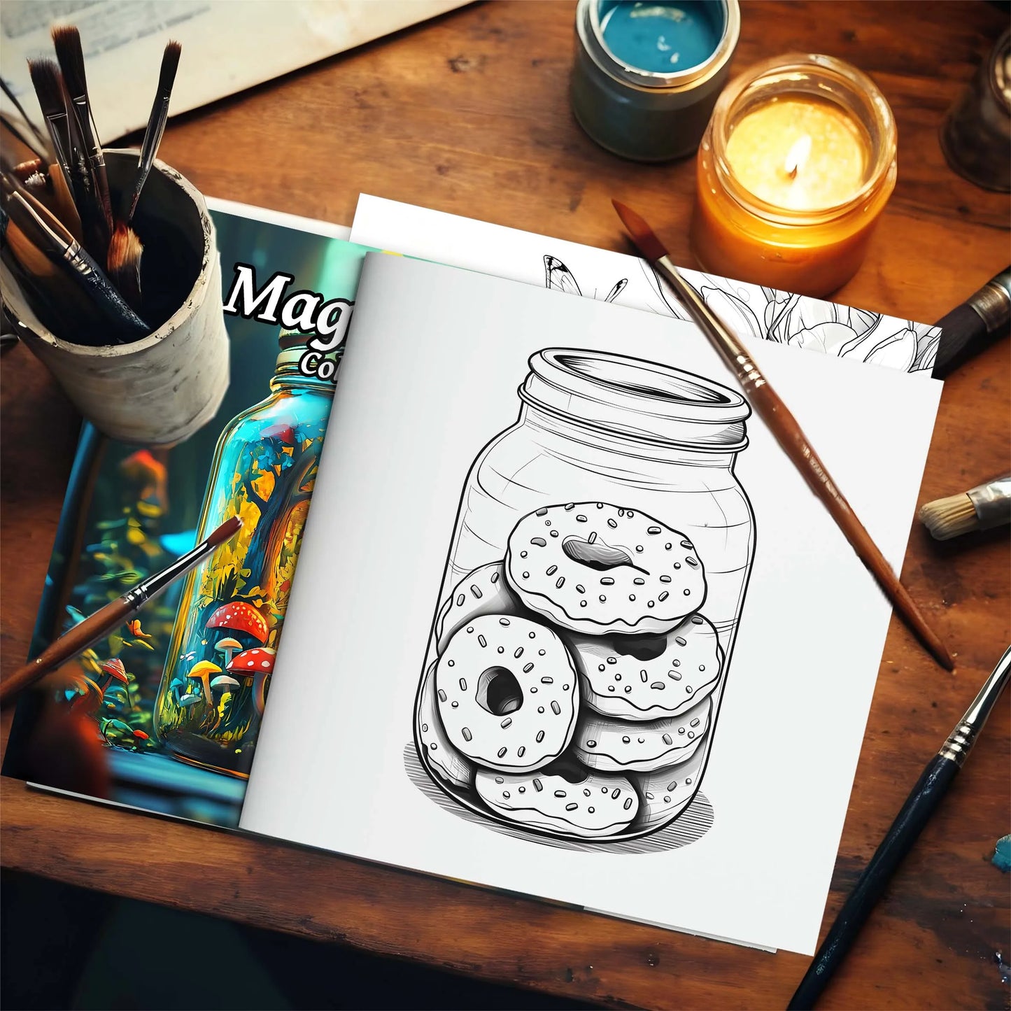 1pc Art Coloring Book 24Page Coloring Book Gift For Birthday Relieve Stress Kill Time Graffiti Painting Drawing Mushrooms Forest