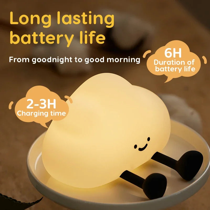 Cute Silicone Night Light Dimmable Nursery Sleeping Lamp Touch Control Nightlights USB Rechargeable Table Lamp For Baby Child