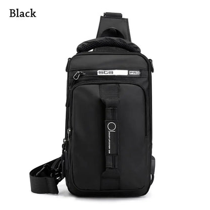 Anti-theft Chest Shoulder Bag Men's Sling Crossbody Bag Messenger Backpack USB Port Bag