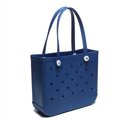 M/L/XL Fashion Beach Bags EVA Rubber Waterproof Storage Baskets Travel Shopping Handbag Women Shoulder Solid Color Tote Bag