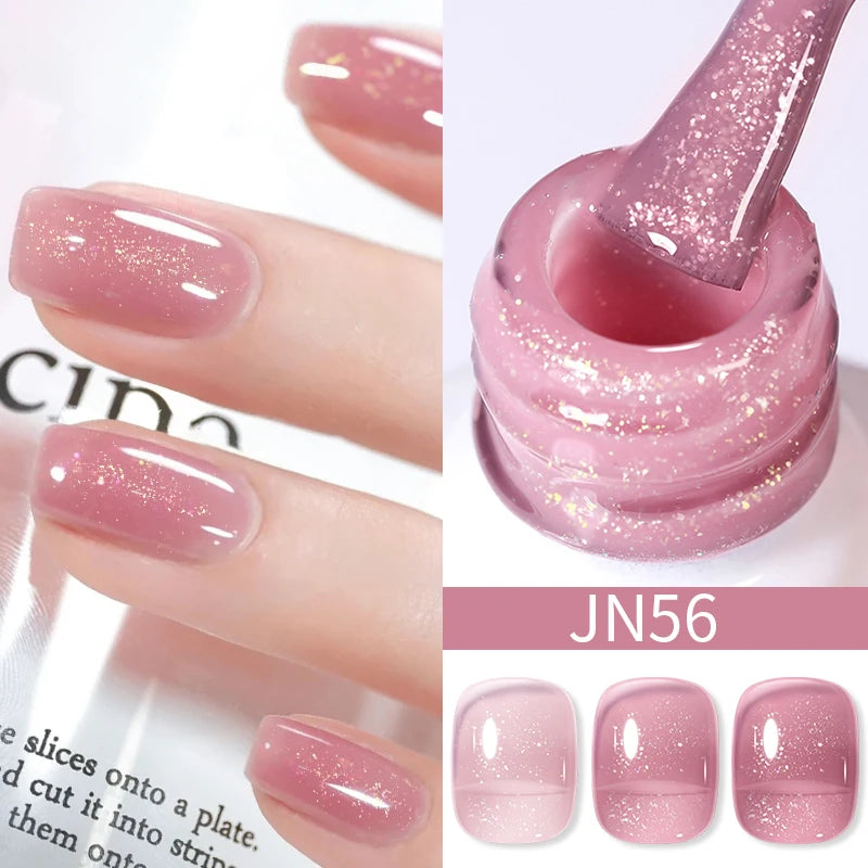 BORN PRETTY 10ml Wine Red Glitter Jelly Nude Gel Nail Polish Soak Off Translucent Color UV Light Cure for Nail Art DIY at Home
