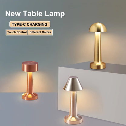 LED Table Light 3 Color Modes Retro Coffee Table Lamp with Touch Control Mushroom & Dumbbell Styles Sensor Rechargeable Night