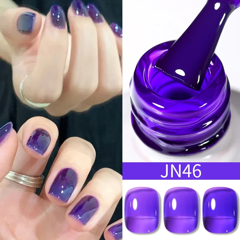 BORN PRETTY 10ml Wine Red Glitter Jelly Nude Gel Nail Polish Soak Off Translucent Color UV Light Cure for Nail Art DIY at Home