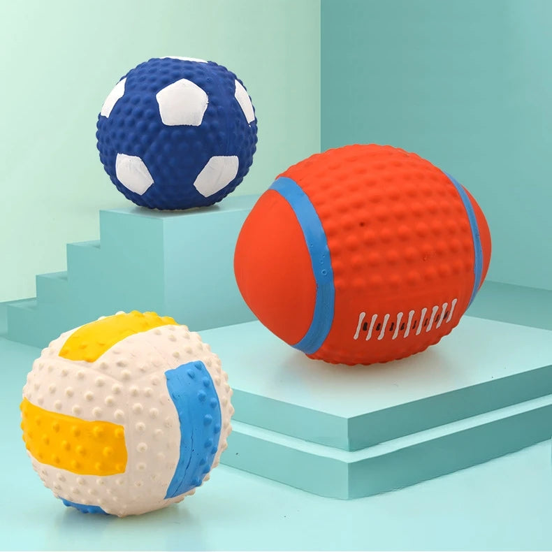 Pet Toys Olive Ball Squeaky Latex Dog Toy Ball S-L Soft Durable Interaction Smiling Face Rugby Dog Chewing Training Supplies