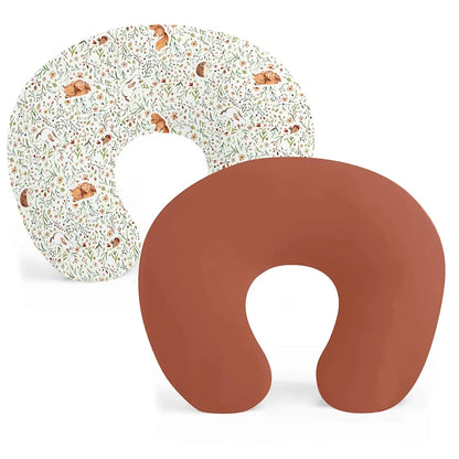 2PCS Baby Nursing Pillow Cover Printing Design Removable U Shape Breastfeeding Pillow Sleeve Ultra Soft Slipcover