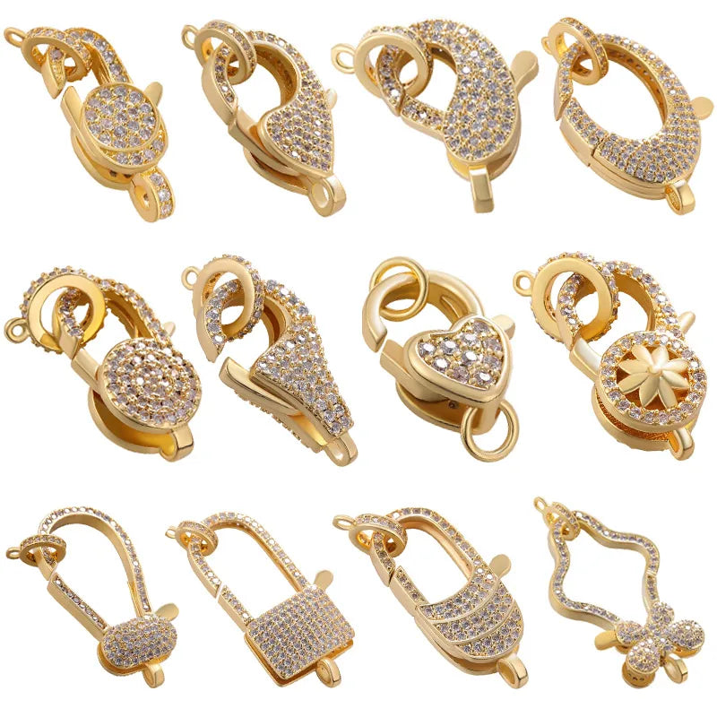 Juya 18K Real Gold Plated Accessories DIY Needlework Beads Pearls Jewelry Making Fastener Closures Lobster Lock Clasps Supplies