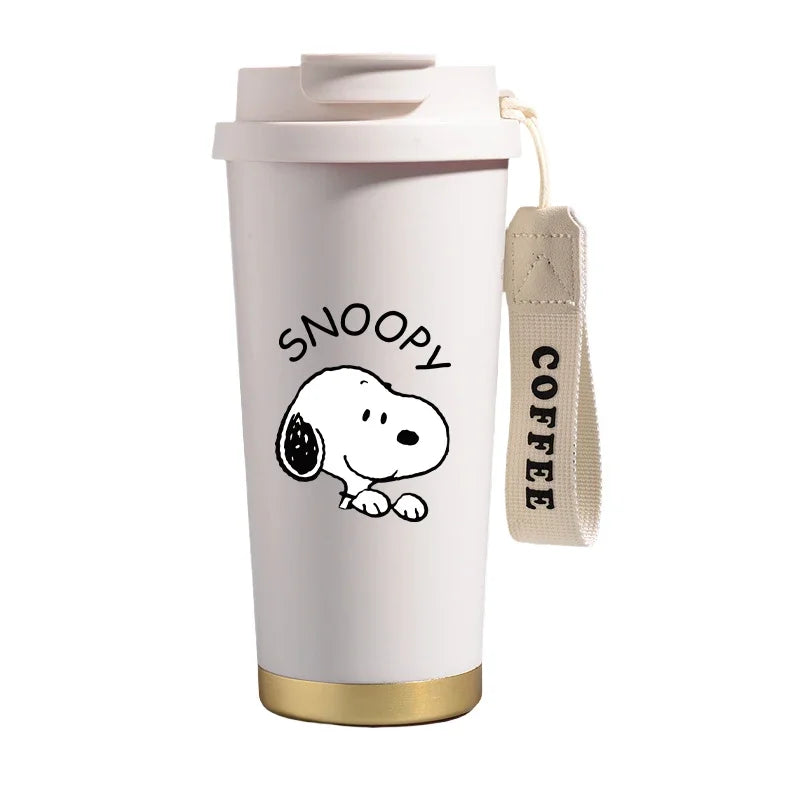500ml Snoopys Stainless Steel Insulated Water Bottle Anime Kawaii Portable Travel Outdoor Car Tea Coffee Mug Cold Thermos Cup