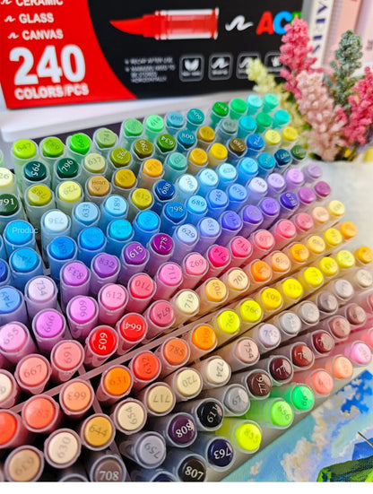 168-288 Colors Liquid Acrylic Marker Pens,Brush Soft Tip Juicy Ink Art Supplies For Students,GuangNa Stationery School Supplies