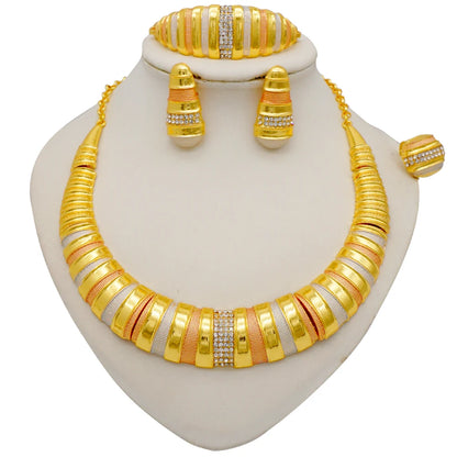 2023 Fine Jewelry Sets For Women Dubai Bridal Wedding Gifts Necklace Bracelet Earrings Ring Jewellery Set African Bead jewelry