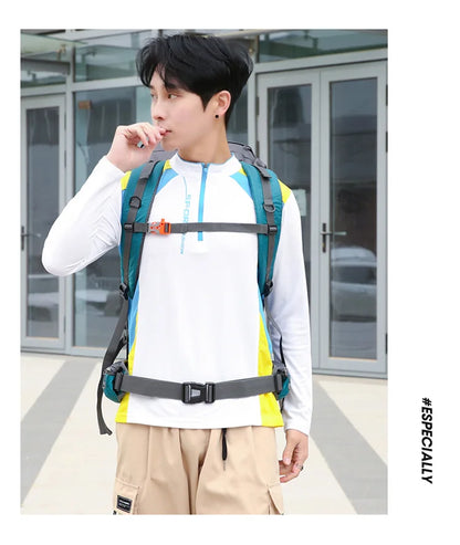 70L Nylon Camping Backpack Travel Bag With Rain Cover Outdoor Hiking Daypack Mountaineering Backpack Men Shoulder Bags Luggage