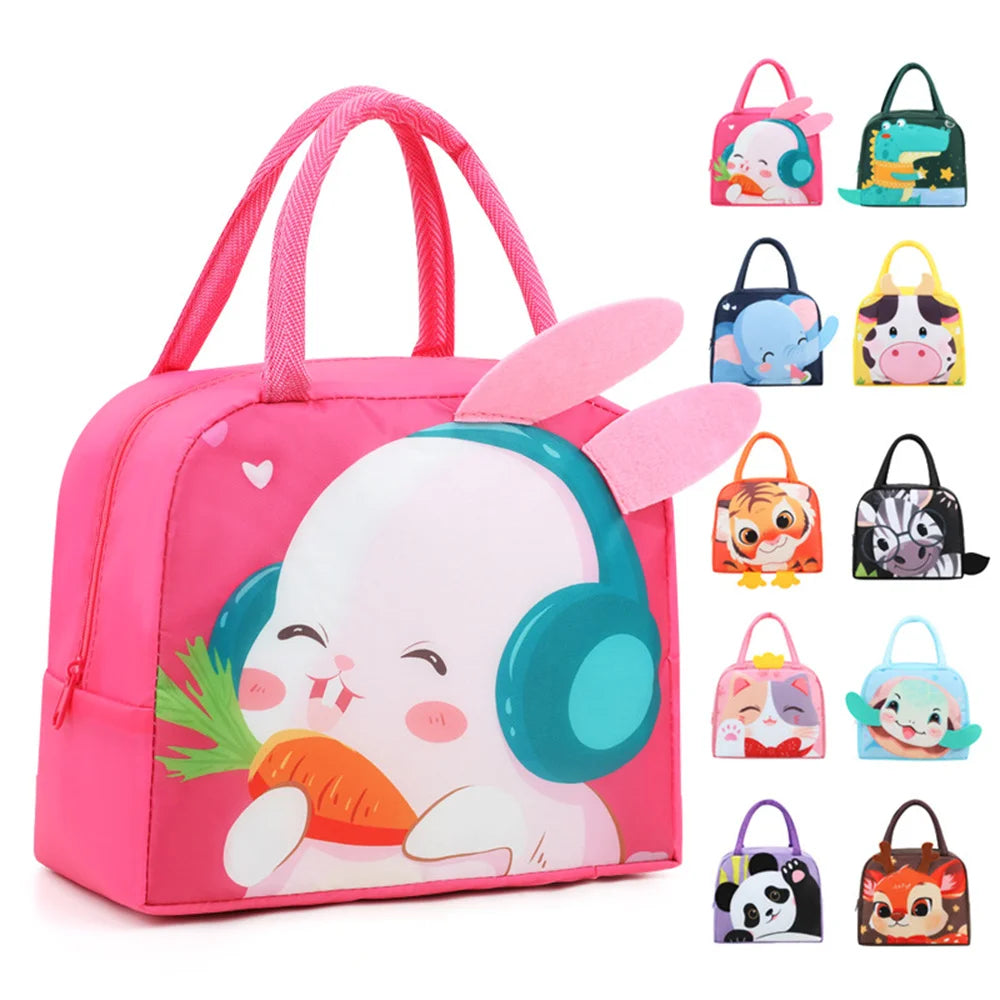 Cartoon Animals Children's Lunch Bag Portable Cartoon Handbag Thickened Insulation Fresh Refrigerated Bag Children's Bag