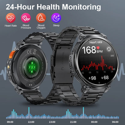 LIGE 1.85"HD Screen Outdoor Sport Smartwatch Men Heart Rate Flashlight Watch 730mAh Battery Waterproof Wireless Call Smart Watch