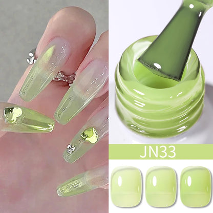 BORN PRETTY 10ml Wine Red Glitter Jelly Nude Gel Nail Polish Soak Off Translucent Color UV Light Cure for Nail Art DIY at Home