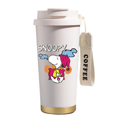 500ml Snoopys Stainless Steel Insulated Water Bottle Anime Kawaii Portable Travel Outdoor Car Tea Coffee Mug Cold Thermos Cup