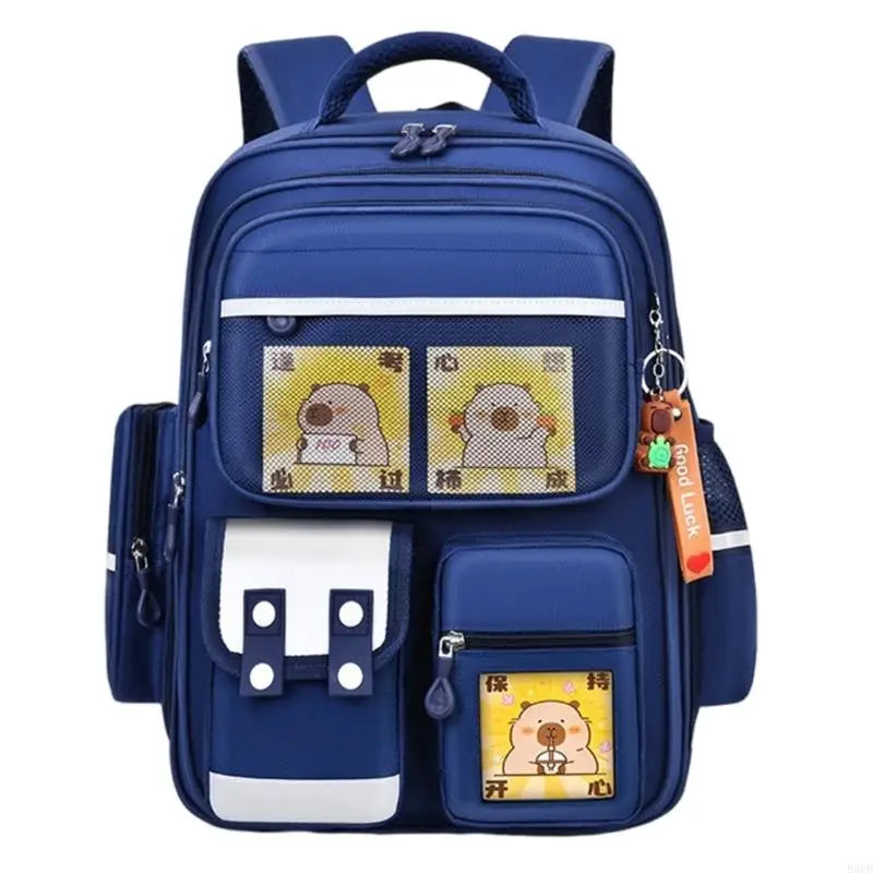 E8FB Lightweight Capybara Backpack for Kids Lovely and Breathable School Bag with Large Storage Space and Adjustable Strap