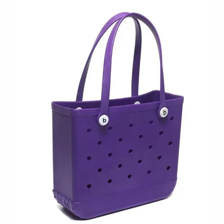 M/L/XL Fashion Beach Bags EVA Rubber Waterproof Storage Baskets Travel Shopping Handbag Women Shoulder Solid Color Tote Bag