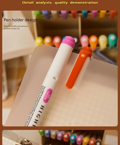 5 Colors/box Double Headed Highlighter Pen Set Fluorescent Drawing Markers Highlighters Pens Art Japanese Cute Pastel Stationery