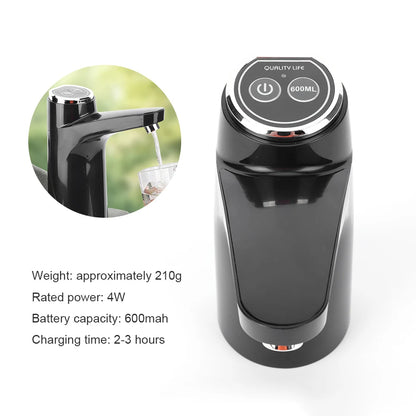 Mini Water Dispenser USB Rechargeable Wireless Water Pumping Device Portable  One Key Switch Water Pump for Camping Water Tank