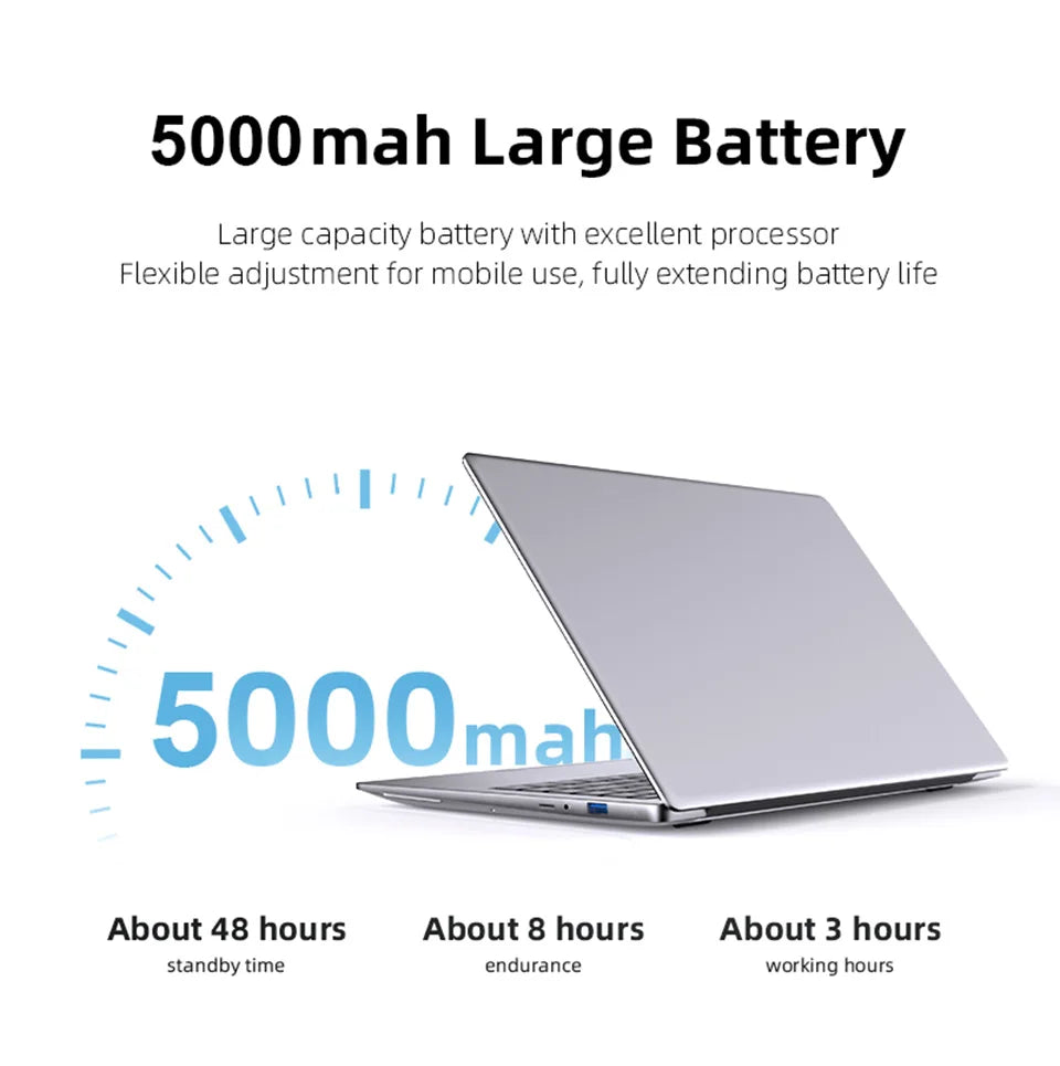 Xiaman Laptop Computer Windows 11 Pro Intel Atom A3950 Quad-Core 2025 Notebook PC 12GB RAM 1TB 2TB SSD 1920*1080 Office Computer