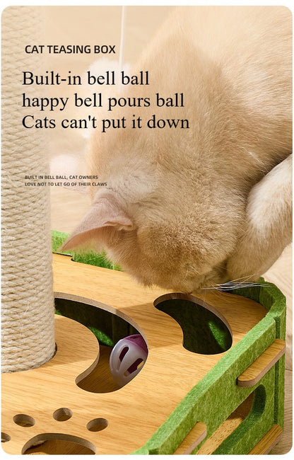 Pet Cat Puzzle Maze Holes Toys Felt Box With Bell Ball Kitten Playing Toys Interactive Funny Combination Set Cat Supplies