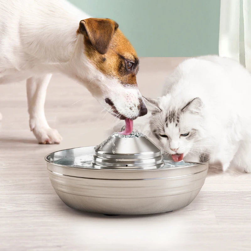 Petavista Dog Water Fountain Stainless Steel Pet Drinking Fountain for Cats Dogs 2L Ultra-Quiet Automatic Fountain Dog Drinker