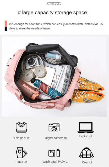 Carry On Travel Bag Large Capacity Gym Bag Weekender Overnight Duffle Bags With Shoe Compartment Sports Fitness Bags for Women