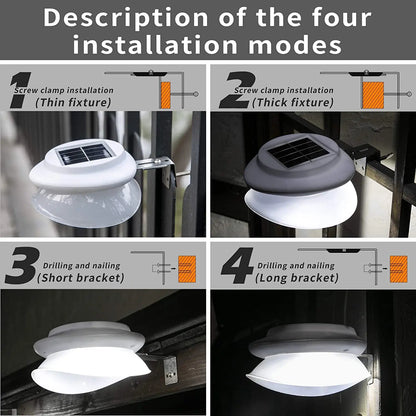 Solar Garden Gutter Lights Outdoor, 9 LED Deck Fence Lights Waterproof for Wall, Deck, Fence, Stair, Step and Yard Decor