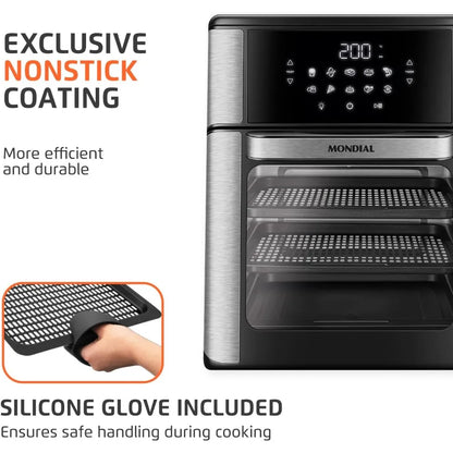 HOME - Air Fryer Oven 1800W, 12.7QT Capacity, Touchscreen Panel, Automatic Shut-Off – Black & Stainless Steel –