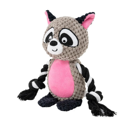 Squeaky Plush Rope Toys for Dogs: Fox Frog Pig Animal Pull Tug Cotton Bite-Resistant Cord - Interactive Training for Puppy Bond