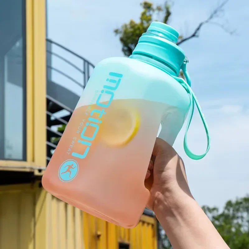 1pc 2L Sports Straw Large Capacity Fitness  With Straw Outdoor Plastic Portable Water Bottle With Scale Gradient Kettle
