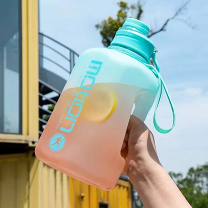 1pc 2L Sports Straw Large Capacity Fitness  With Straw Outdoor Plastic Portable Water Bottle With Scale Gradient Kettle