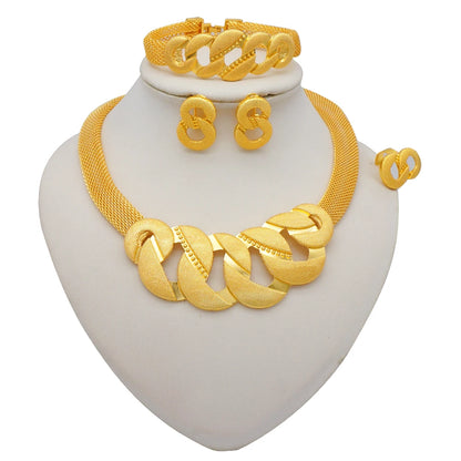 2023 Fine Jewelry Sets For Women Dubai Bridal Wedding Gifts Necklace Bracelet Earrings Ring Jewellery Set African Bead jewelry